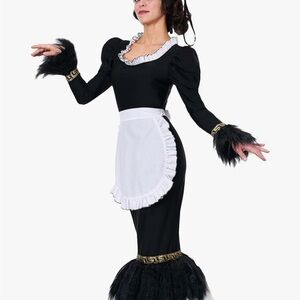 Black Maid Costume with White Ruffled Apron